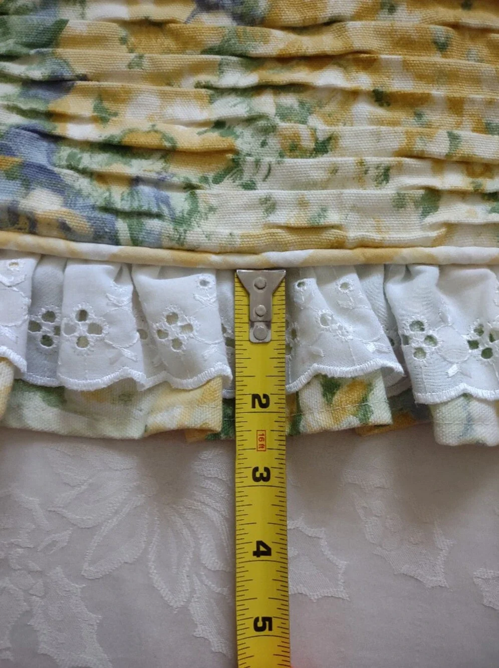 Vintage Pleated Plisse Floral Romantic Garden Embroidered Ruffled Pillow Sham